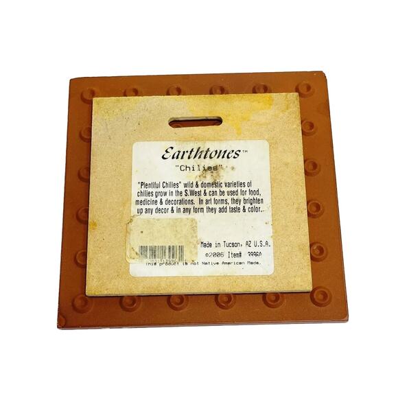 Vtg L Kuhne Chilies Native American Ceramic Tile Trivet Pots Corn Etc Wall Art - Picture 2 of 6